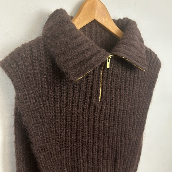 & Other Stories Wool/Mohair Polo- Neck Knit Collar Brown - Picture 5 of 11
